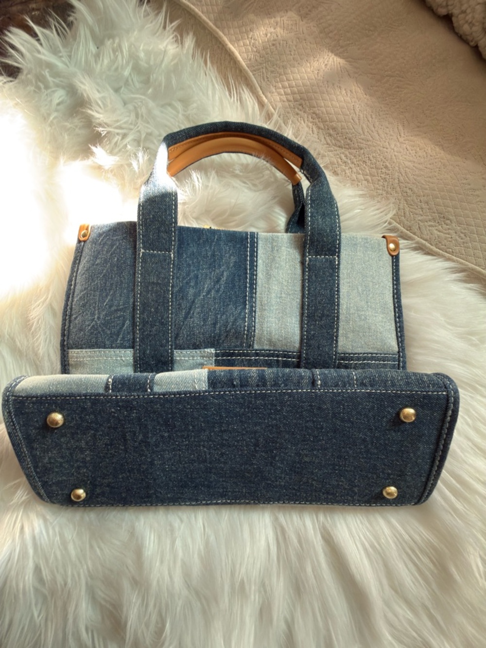 Denim Tote Bag in Dark Blue - Picture 8 of 8